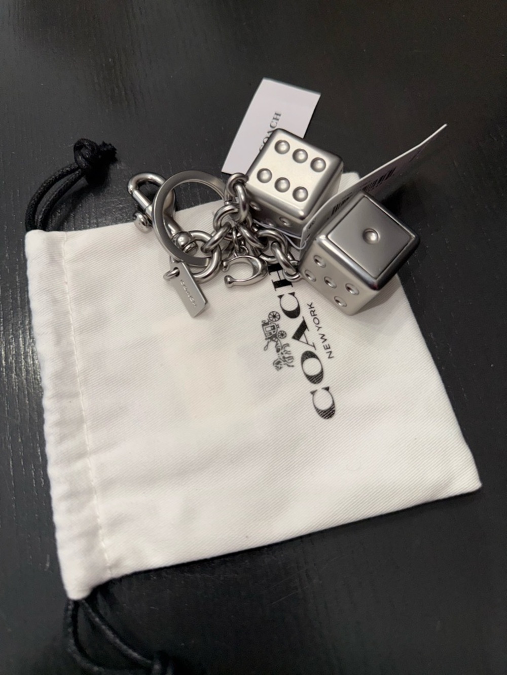 Coach Silver-Tone Double Dice Keychain/Bag Charm - Picture 5 of 5